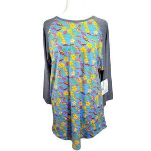 LulaRoe Floral Unisex Baseball Style Knit Tee